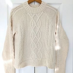 Abercrombie Cream Cable Knit Crop Sweater